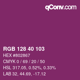 カラーコード: RGB 128 40 103 | qconv.com