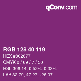 カラーコード: RGB 128 40 119 | qconv.com