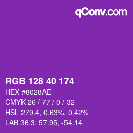Color code: RGB 128 40 174 | qconv.com