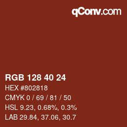 カラーコード: RGB 128 40 24 | qconv.com