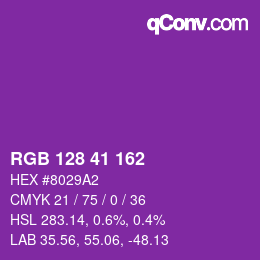 Código de color: RGB 128 41 162 | qconv.com