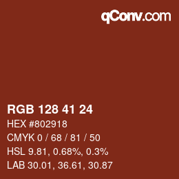 カラーコード: RGB 128 41 24 | qconv.com