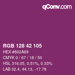 Color code: RGB 128 42 105 | qconv.com