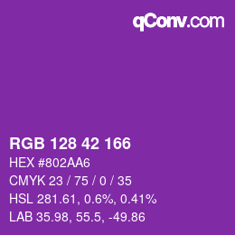 カラーコード: RGB 128 42 166 | qconv.com