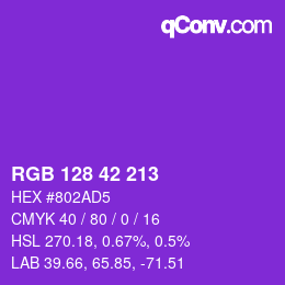 颜色代码: RGB 128 42 213 | qconv.com