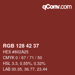 カラーコード: RGB 128 42 37 | qconv.com