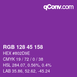 Color code: RGB 128 45 158 | qconv.com