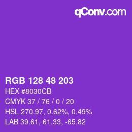 Color code: RGB 128 48 203 | qconv.com