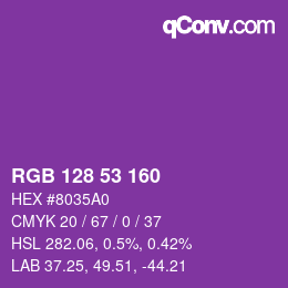 Color code: RGB 128 53 160 | qconv.com