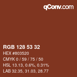 Color code: RGB 128 53 32 | qconv.com