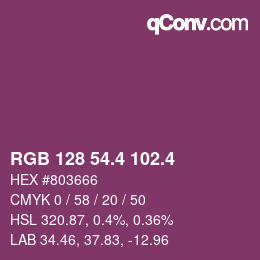 カラーコード: RGB 128 54.4 102.4 | qconv.com