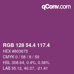 カラーコード: RGB 128 54.4 117.4 | qconv.com