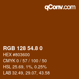 カラーコード: RGB 128 54.8 0 | qconv.com