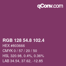 カラーコード: RGB 128 54.8 102.4 | qconv.com
