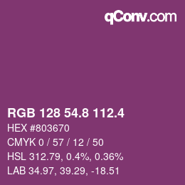 カラーコード: RGB 128 54.8 112.4 | qconv.com