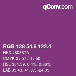 カラーコード: RGB 128 54.8 122.4 | qconv.com