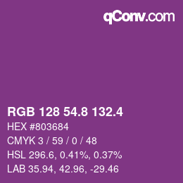 カラーコード: RGB 128 54.8 132.4 | qconv.com