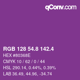 カラーコード: RGB 128 54.8 142.4 | qconv.com