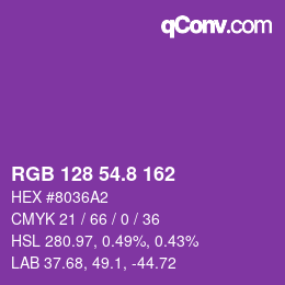 カラーコード: RGB 128 54.8 162 | qconv.com
