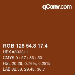 カラーコード: RGB 128 54.8 17.4 | qconv.com