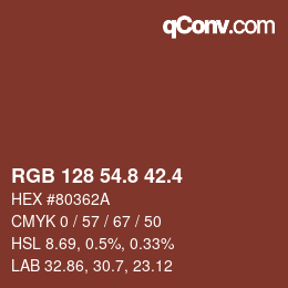 カラーコード: RGB 128 54.8 42.4 | qconv.com
