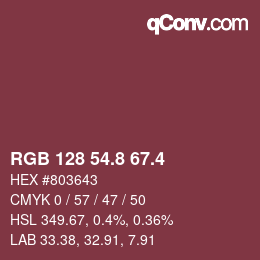 カラーコード: RGB 128 54.8 67.4 | qconv.com
