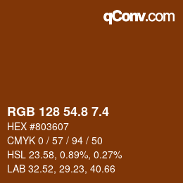 カラーコード: RGB 128 54.8 7.4 | qconv.com