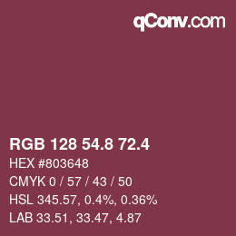 カラーコード: RGB 128 54.8 72.4 | qconv.com