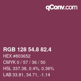 カラーコード: RGB 128 54.8 82.4 | qconv.com