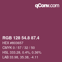カラーコード: RGB 128 54.8 87.4 | qconv.com
