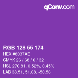 カラーコード: RGB 128 55 174 | qconv.com