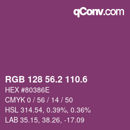 カラーコード: RGB 128 56.2 110.6 | qconv.com