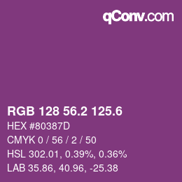 カラーコード: RGB 128 56.2 125.6 | qconv.com