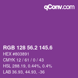 カラーコード: RGB 128 56.2 145.6 | qconv.com