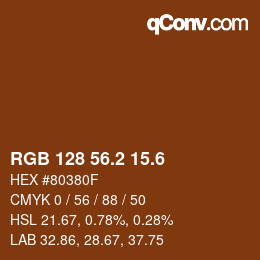 カラーコード: RGB 128 56.2 15.6 | qconv.com