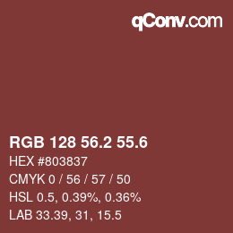 カラーコード: RGB 128 56.2 55.6 | qconv.com