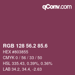 カラーコード: RGB 128 56.2 85.6 | qconv.com
