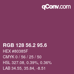カラーコード: RGB 128 56.2 95.6 | qconv.com