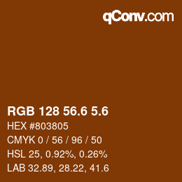 カラーコード: RGB 128 56.6 5.6 | qconv.com