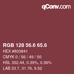 カラーコード: RGB 128 56.6 65.6 | qconv.com