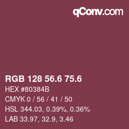 カラーコード: RGB 128 56.6 75.6 | qconv.com