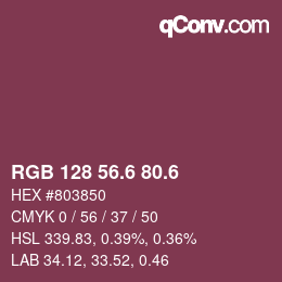 カラーコード: RGB 128 56.6 80.6 | qconv.com