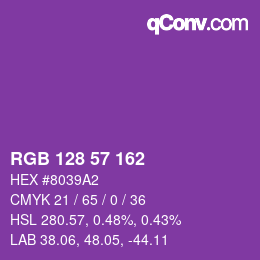 Color code: RGB 128 57 162 | qconv.com