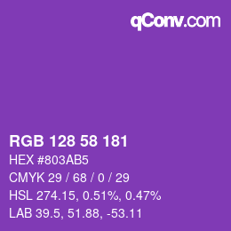 Color code: RGB 128 58 181 | qconv.com