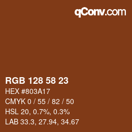 Color code: RGB 128 58 23 | qconv.com