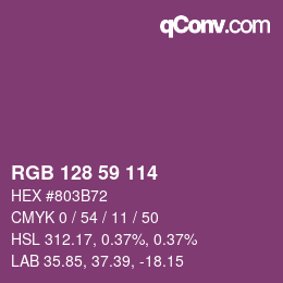 Color code: RGB 128 59 114 | qconv.com