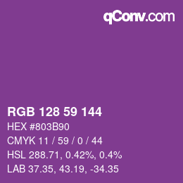 Color code: RGB 128 59 144 | qconv.com