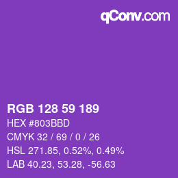 Color code: RGB 128 59 189 | qconv.com