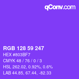 カラーコード: RGB 128 59 247 | qconv.com