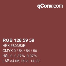 Color code: RGB 128 59 59 | qconv.com